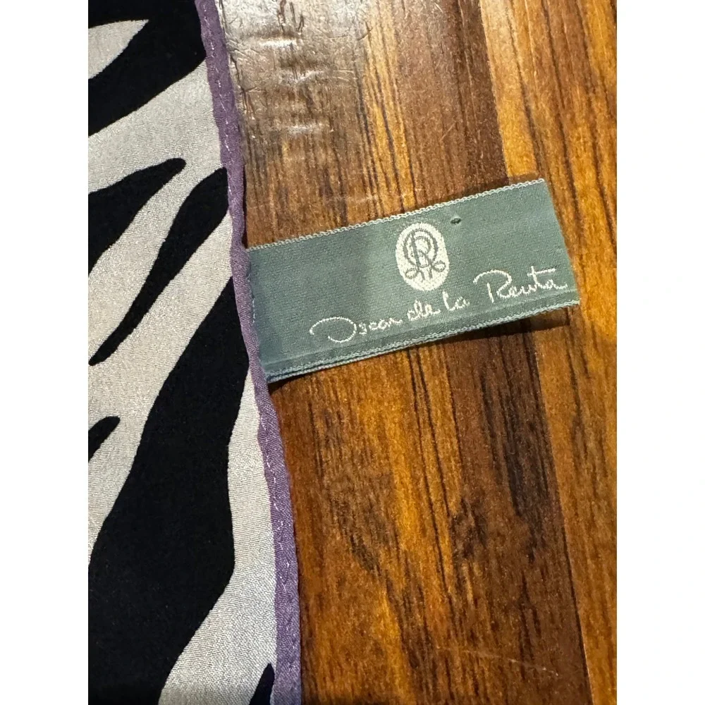 Oscar de la Renta Scarf Multicolor Zebra Print 100% Silk Square Made in Japan